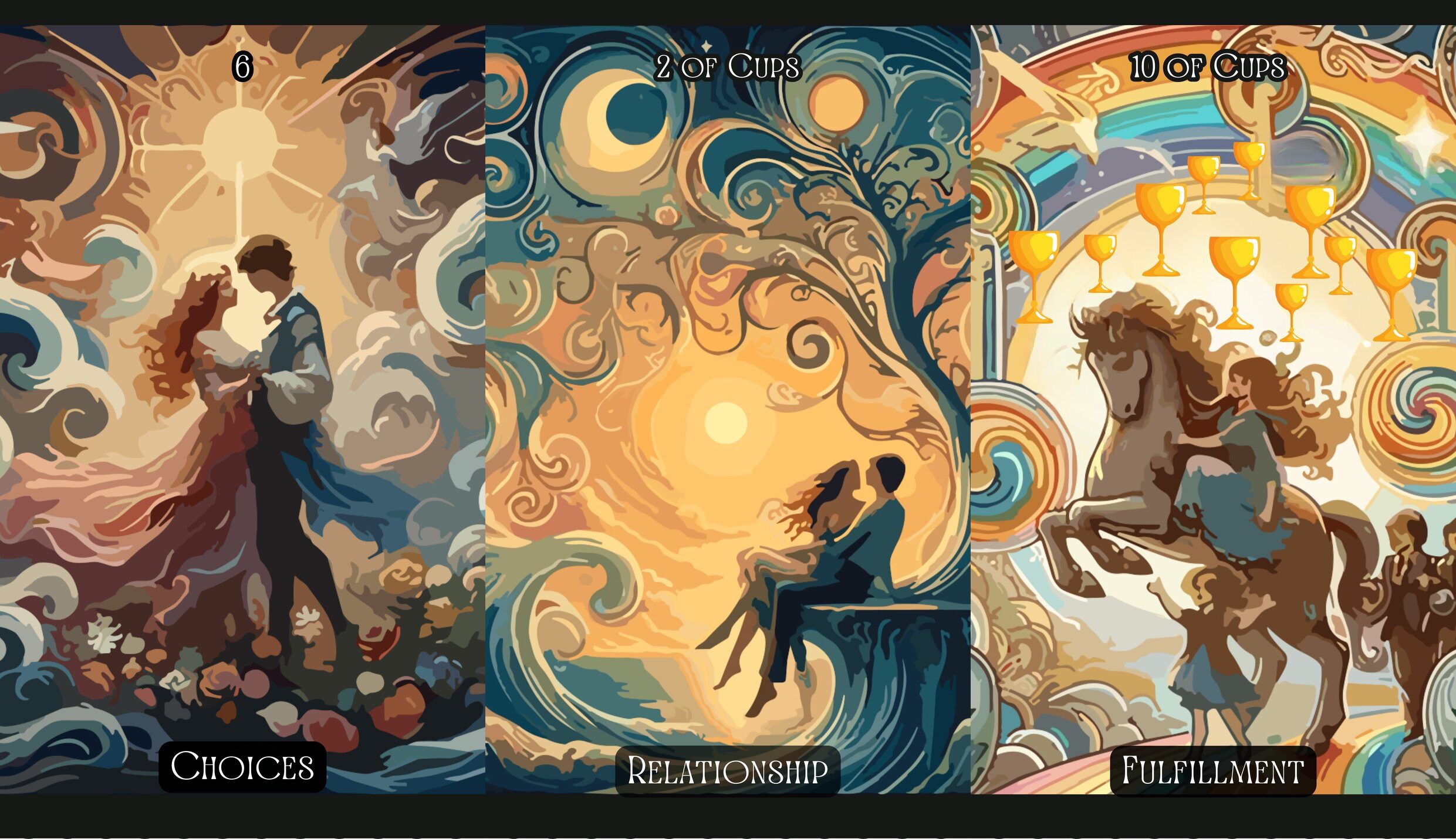 The Lovers + Two of Cups + Ten of Cups