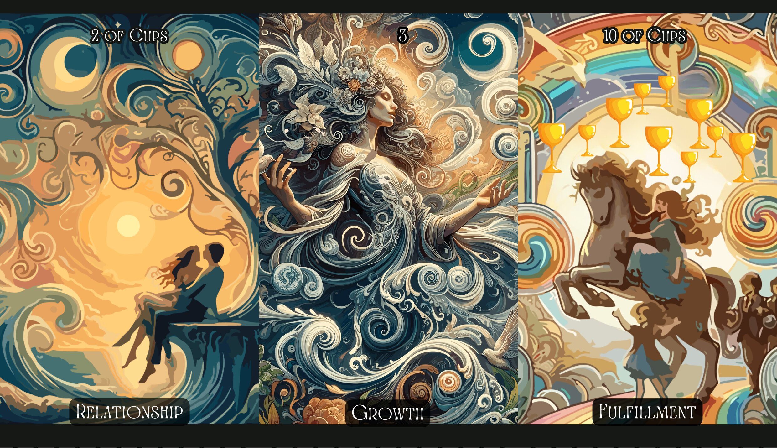 Two of Cups + The Empress + Ten of Cups