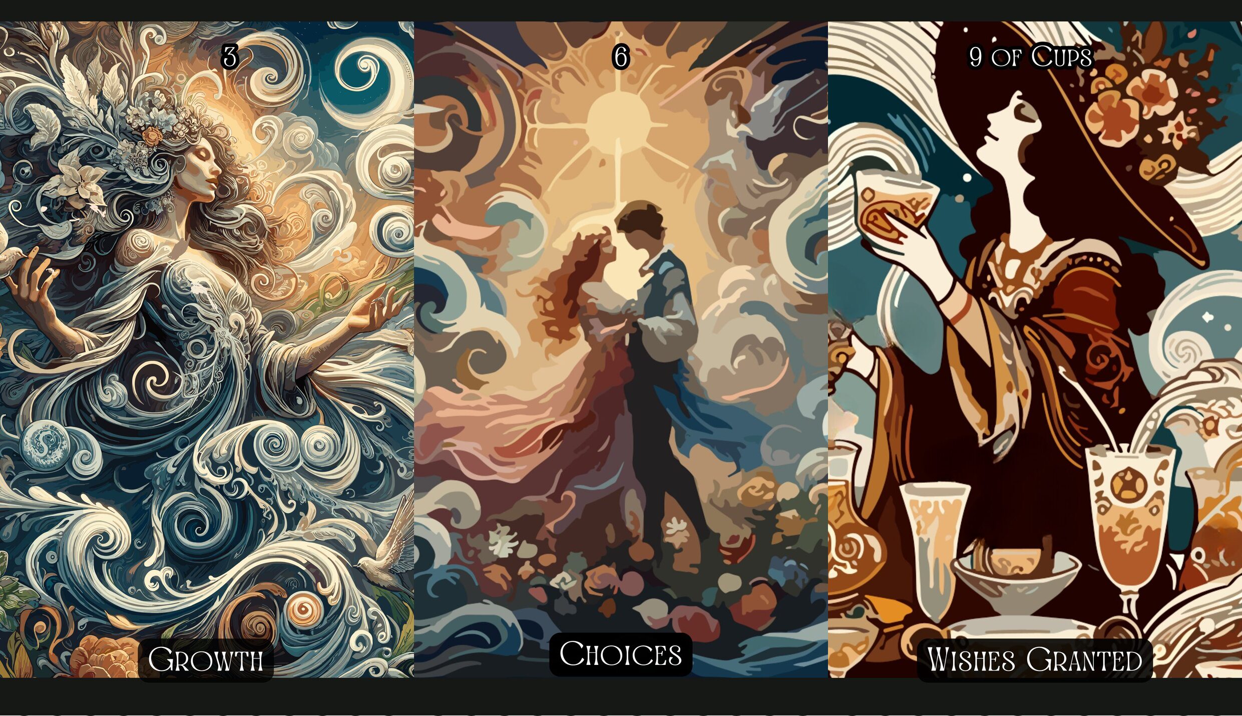 The Empress + The Lovers + Nine of Cups