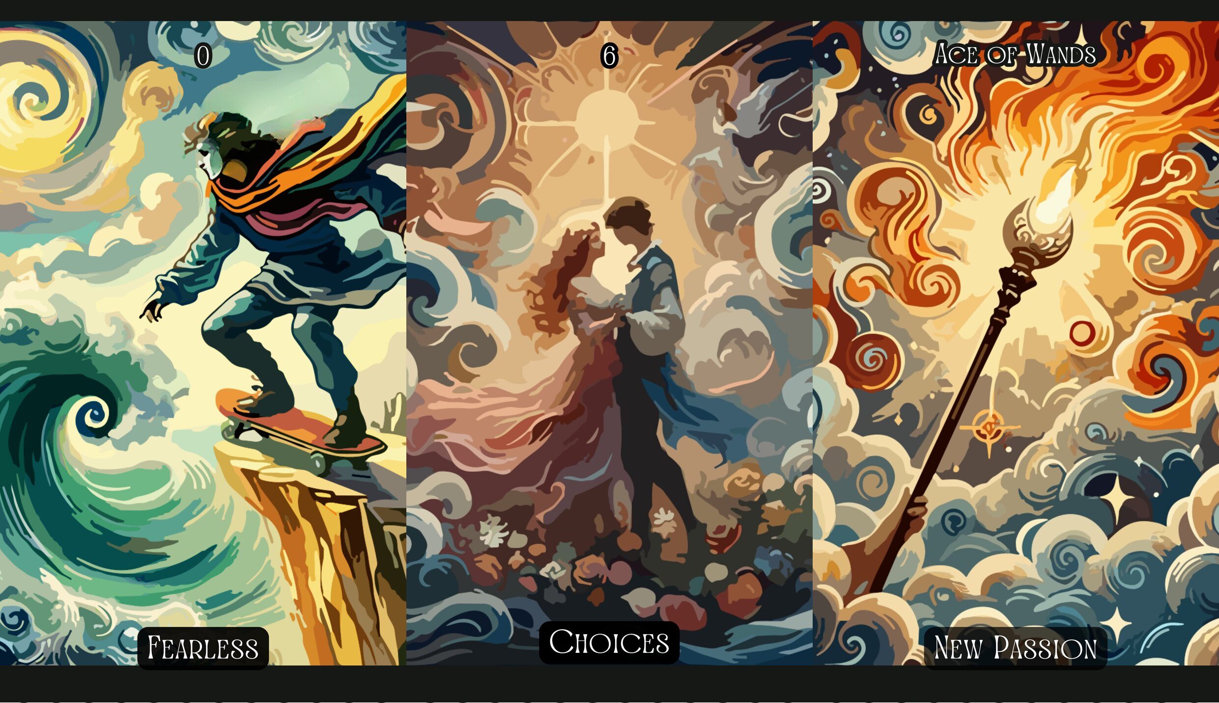The Fool + The Lovers + Ace of Wands