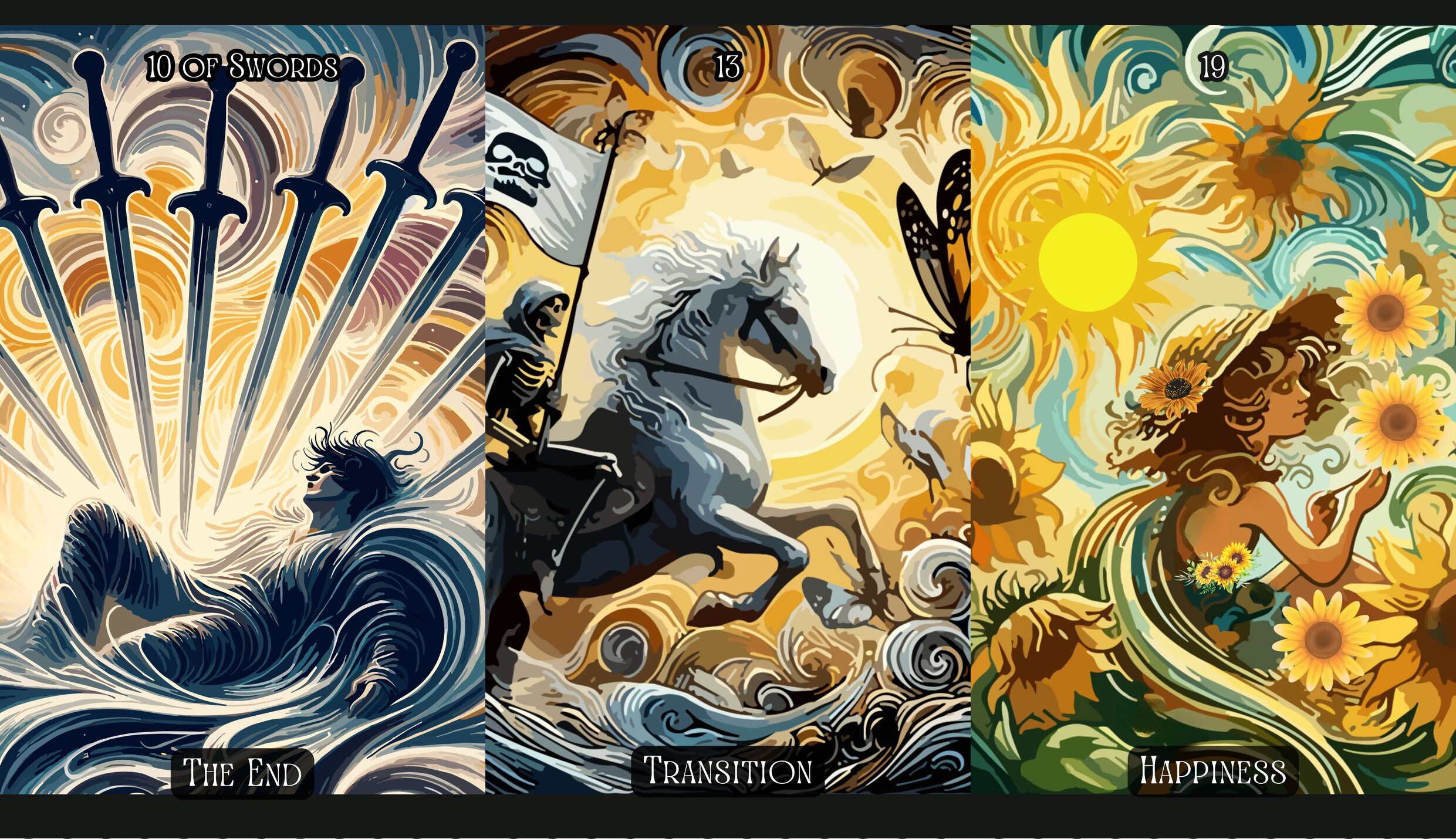 Ten of Swords + Death + The Sun