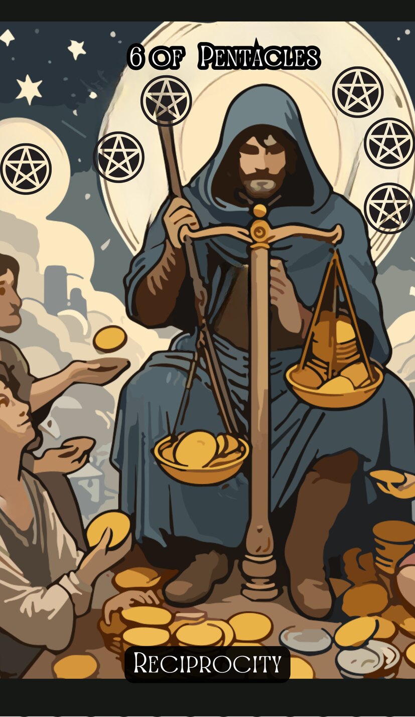 Six of Pentacles - Swirl Tarot