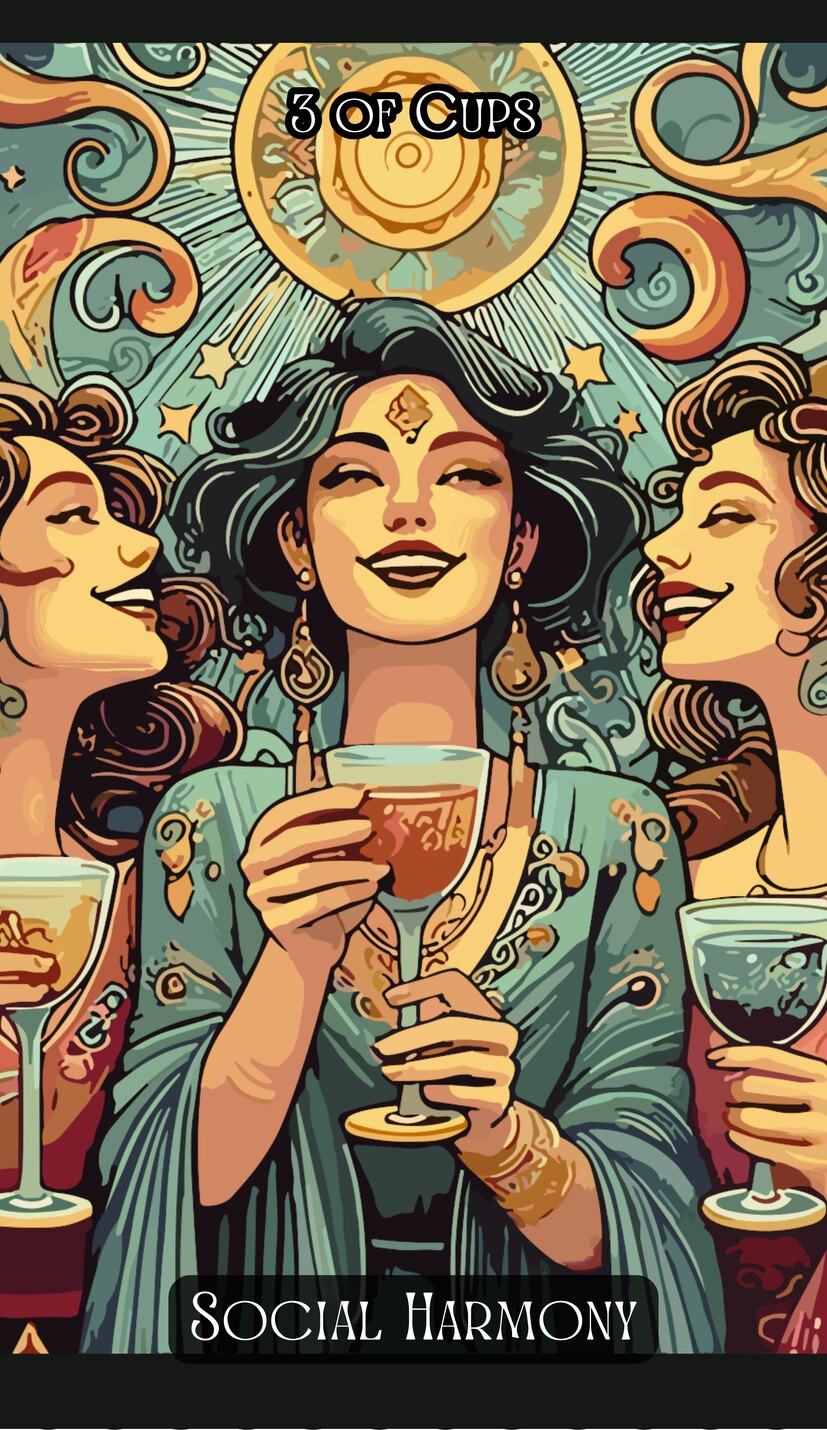 Three of Cups - Swirl Tarot