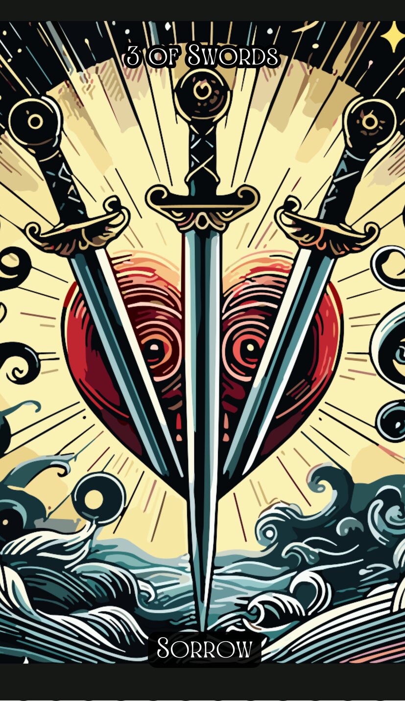 Three of Swords - Swirl Tarot
