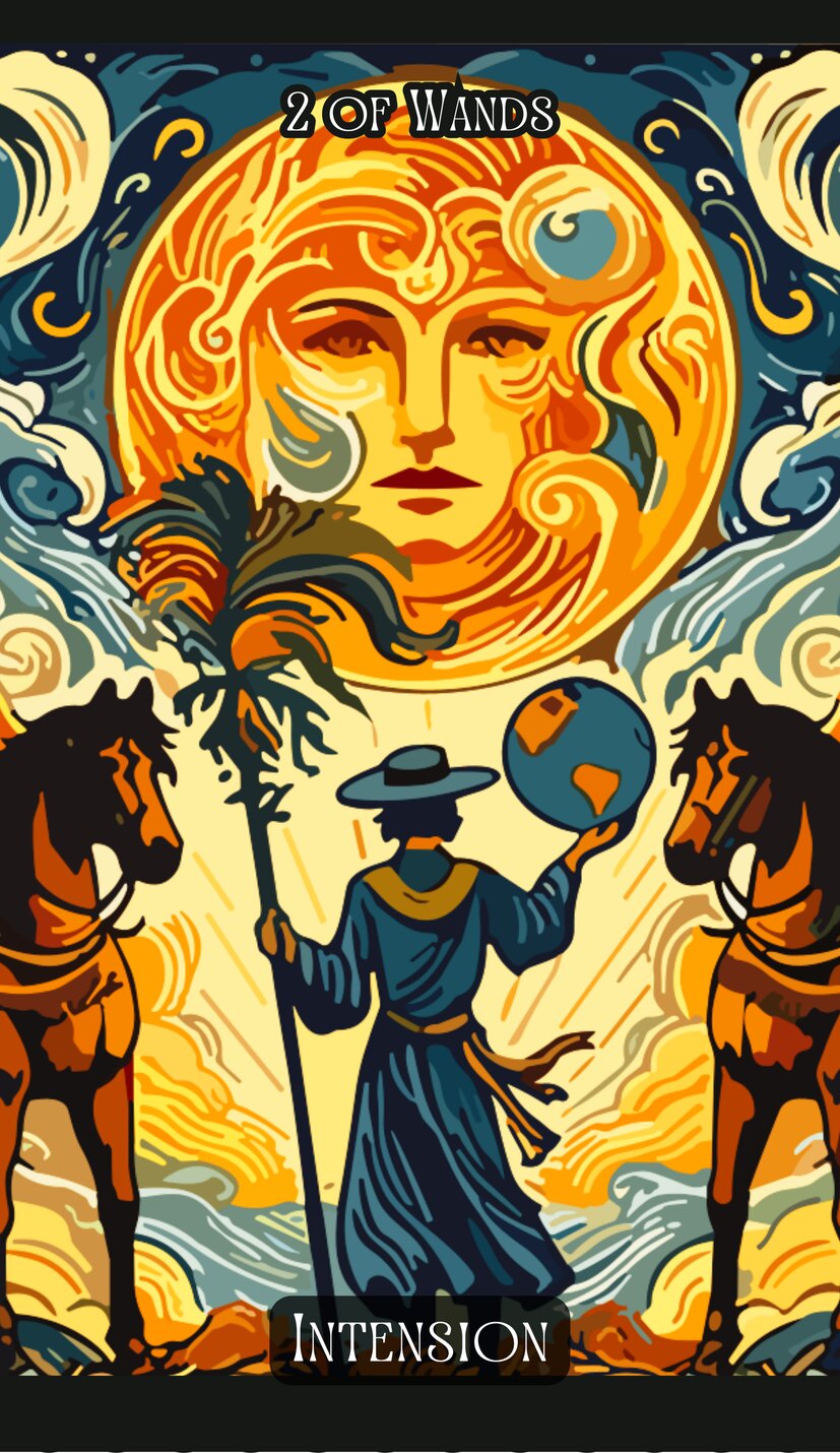 Two of Wands - Swirl Tarot