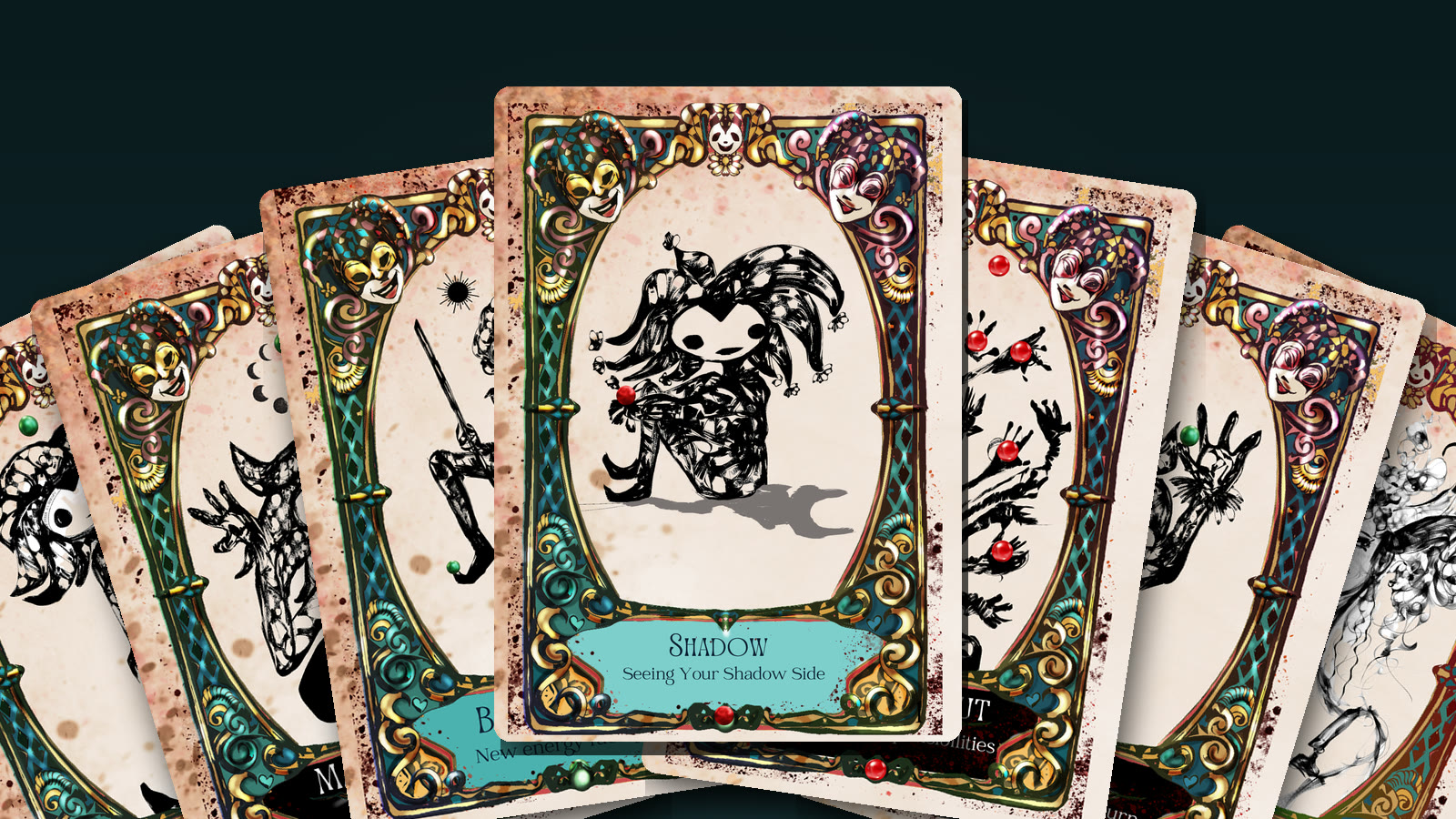 The Unapologetic Oracle cards fanned in a pyramid