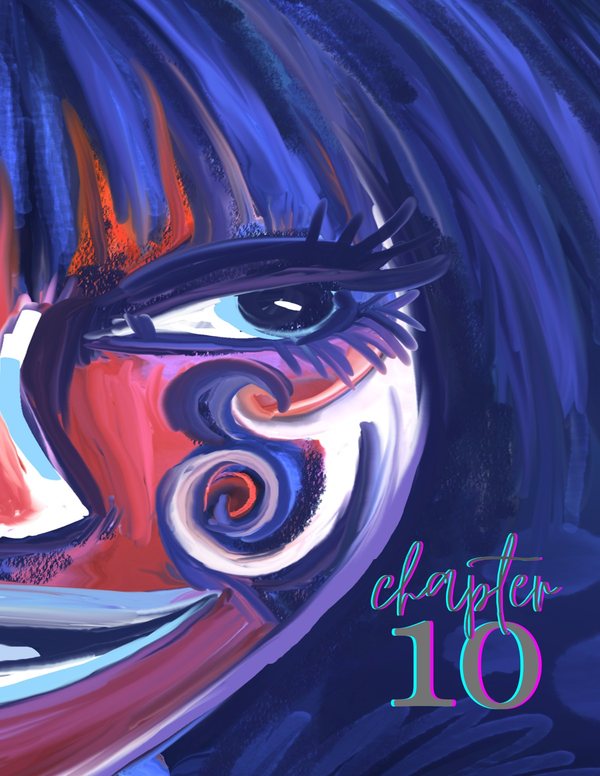 Chapter ten opener: a close-up eye in red, white and blue